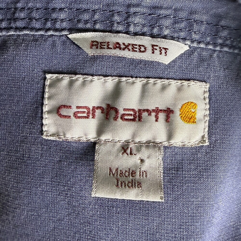 Carhartt Men's XL Relaxed Fit Work Shirt Blue Long Sleeve Heavyweight Cotton - Picture 10 of 13